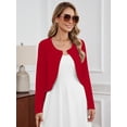 thumbnail image 6 of DEMOTIME Women's Cardigan Long Sleeve Open Front V Neck Cropped Bolero Shrug for Dresses Red L, 6 of 7