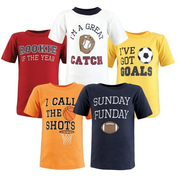 Hudson Baby Toddler Boy Short Sleeve T-Shirts, Sports, 6-12 Months