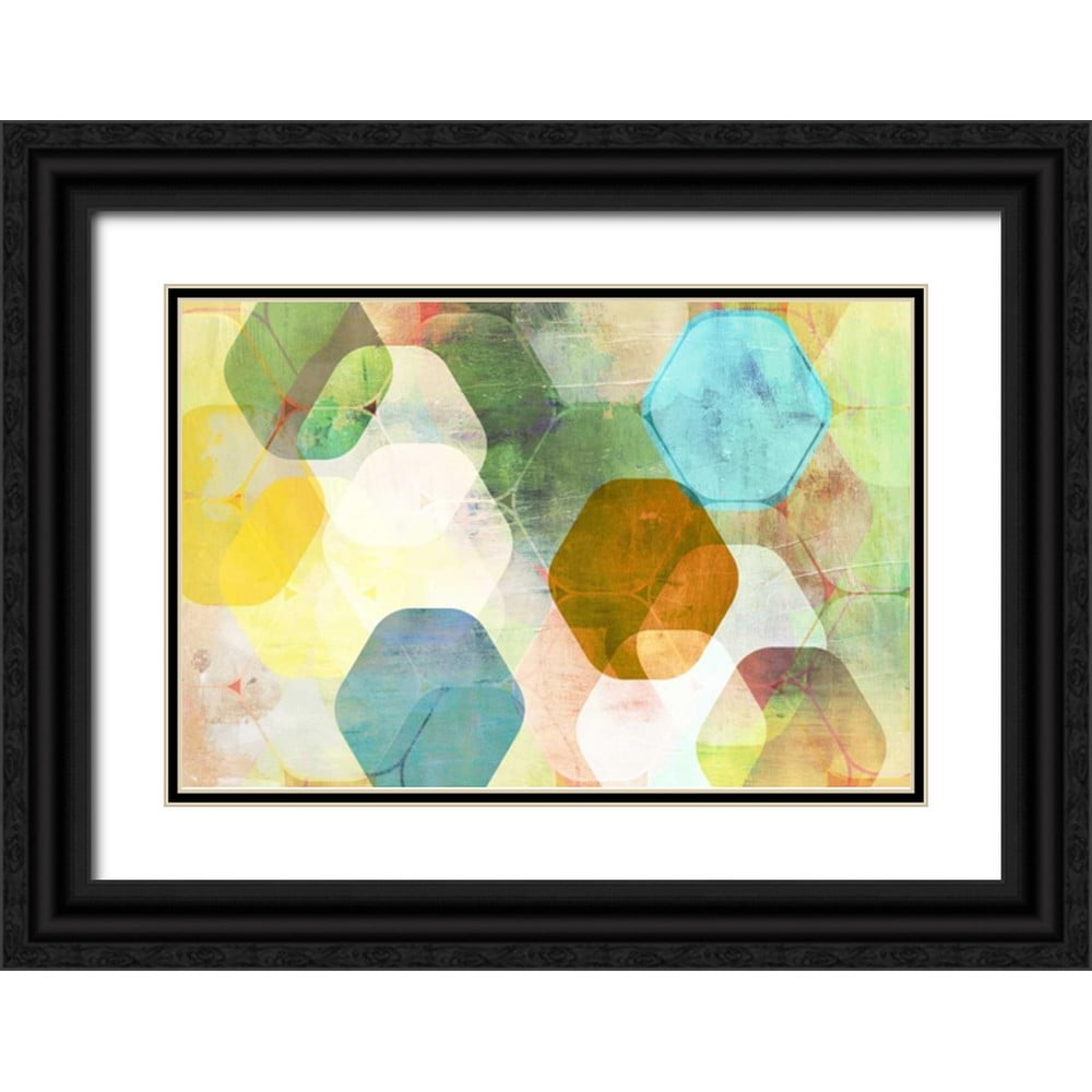 PI Studio 24x17 Black Ornate Wood Framed with Double Matting Museum Art Print Titled - Rounded Hexagon I