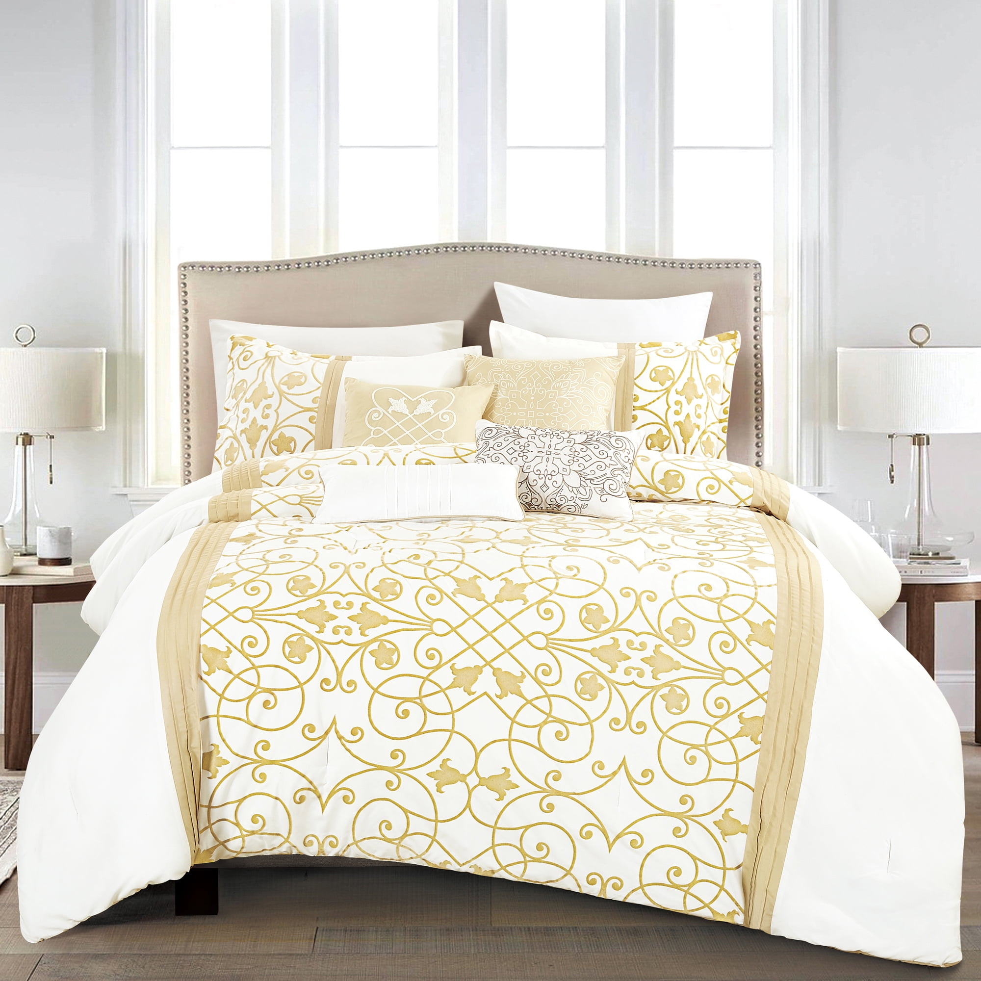HGMart 7 Piece Bedding Luxury Comforter Set - Queen Size - Yellow ...