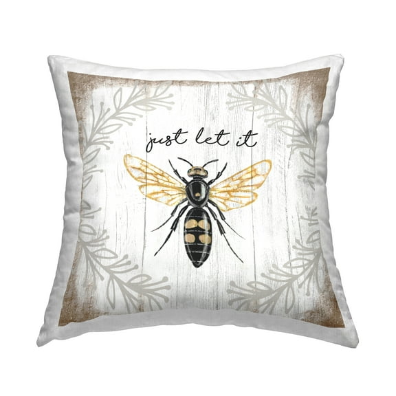 Stupell Industries Just Let it Be Sentiment Country Bee Pun Farmhouse Brown,18 x 7 x 18 Decorative Pillows