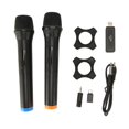 thumbnail image 1 of Lot de 2 microphones sans fil dynamiques USB, microphones portables à main pour karaoké, chant, présentation, 1 of 4