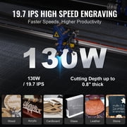 KFFKFF 130W CO2 Laser Etcher, Dimensions 35 x 55 inches, Speed 19.7 IPS, Equipped with Dual Direction Air Support, Synchronizes with LightBurn, CorelDRAW, AutoCAD, Supports Windows, Mac OS, Linux