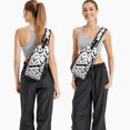 thumbnail image 6 of Sling Backpack,Halloween Bat Pattern Sling Bag with Water Bottle Holder,Waterproof Sling Bag for Men/Women with Headphone Jack for Hiking,Travel, 6 of 6