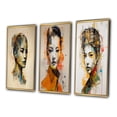 thumbnail image 3 of Designart "Neo-Tokyo Monarch Empress of Futuristic Japan V" Fashion Woman Framed Wall Art Set Of 3 - Orange Glam Frame Gallery Set For Office Decor, 3 of 6