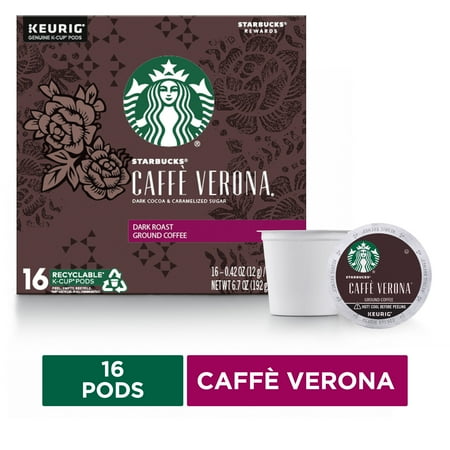 Starbucks Dark Roast K-Cup Coffee Pods — Caffè Verona for Keurig Brewers — 1 box (16 pods)