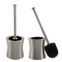 Bath Bliss 2 Pack Hour Glass Shaped Stainless Steel Toilet Brush and Holder