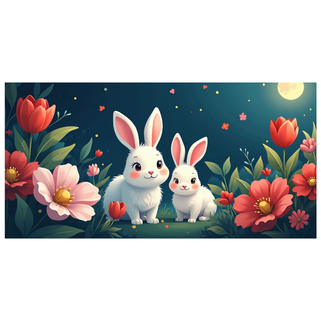 Cute Cartoon Rabbit Floral Decoration Spring Theme Backdrop Banner Birthday Party Supplies Photography Props Easter Wall Hanging Backdrop