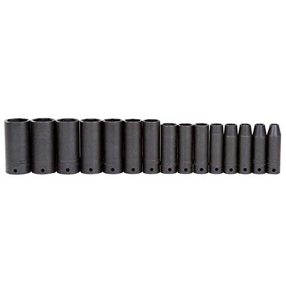 Proto 1/2In Drive 6Pt Deep Thin Wall Impact Socket Set 15Pc