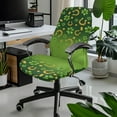 thumbnail image 2 of SCRAWLGOD St. Patrick's Day Comfortable Office Chair Cover Stretchy Breathable Rotating Chair Slipcover Easy to Install Desk Chair Slipcovers, Four Leaf Clover Horseshoes Gold Coin Green, S, 2 of 7
