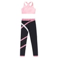 thumbnail image 5 of Mufeng Kids Girls 2 Pieces Crop Tank Tops and Leggings Gym Yoga Workout Outfit Gymnastic Costumes Pink 6, 5 of 7