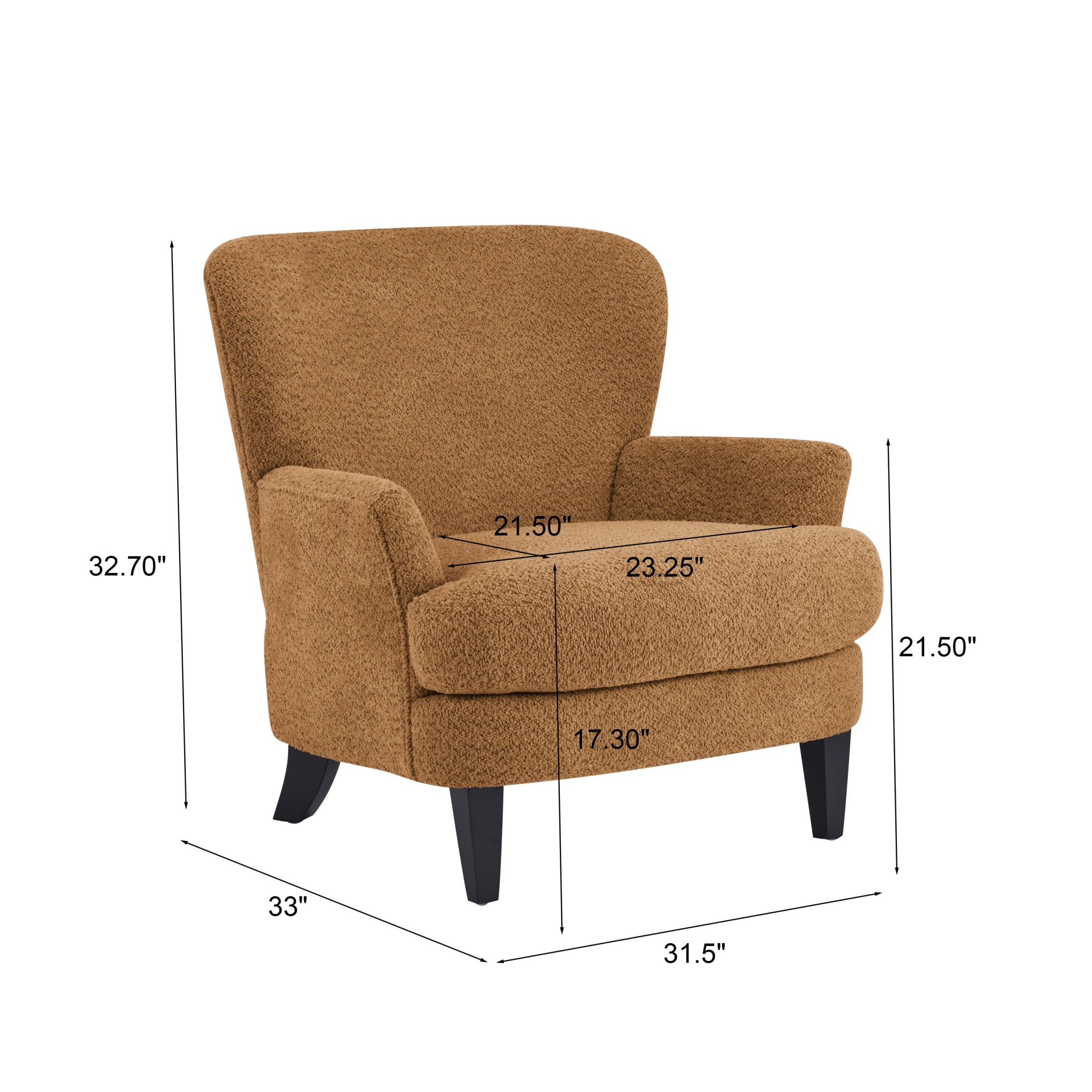 Christopher Knight Home Contemporary Boucle Upholstered Chair with Flared Armrest and Wood Frame, Caramel