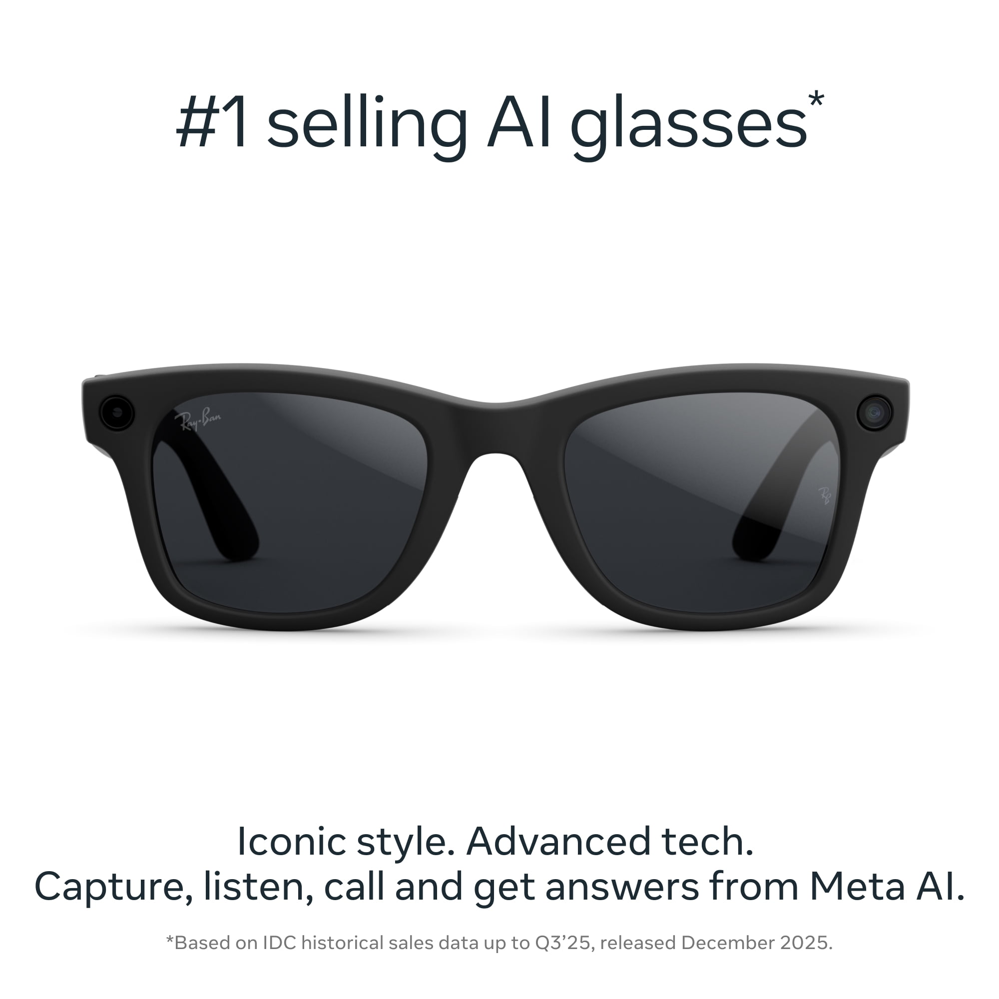 Ray-Ban Meta (Gen 2), Wayfarer Large, Matte Black, Transitions® Grey Lenses | Smart AI Glasses