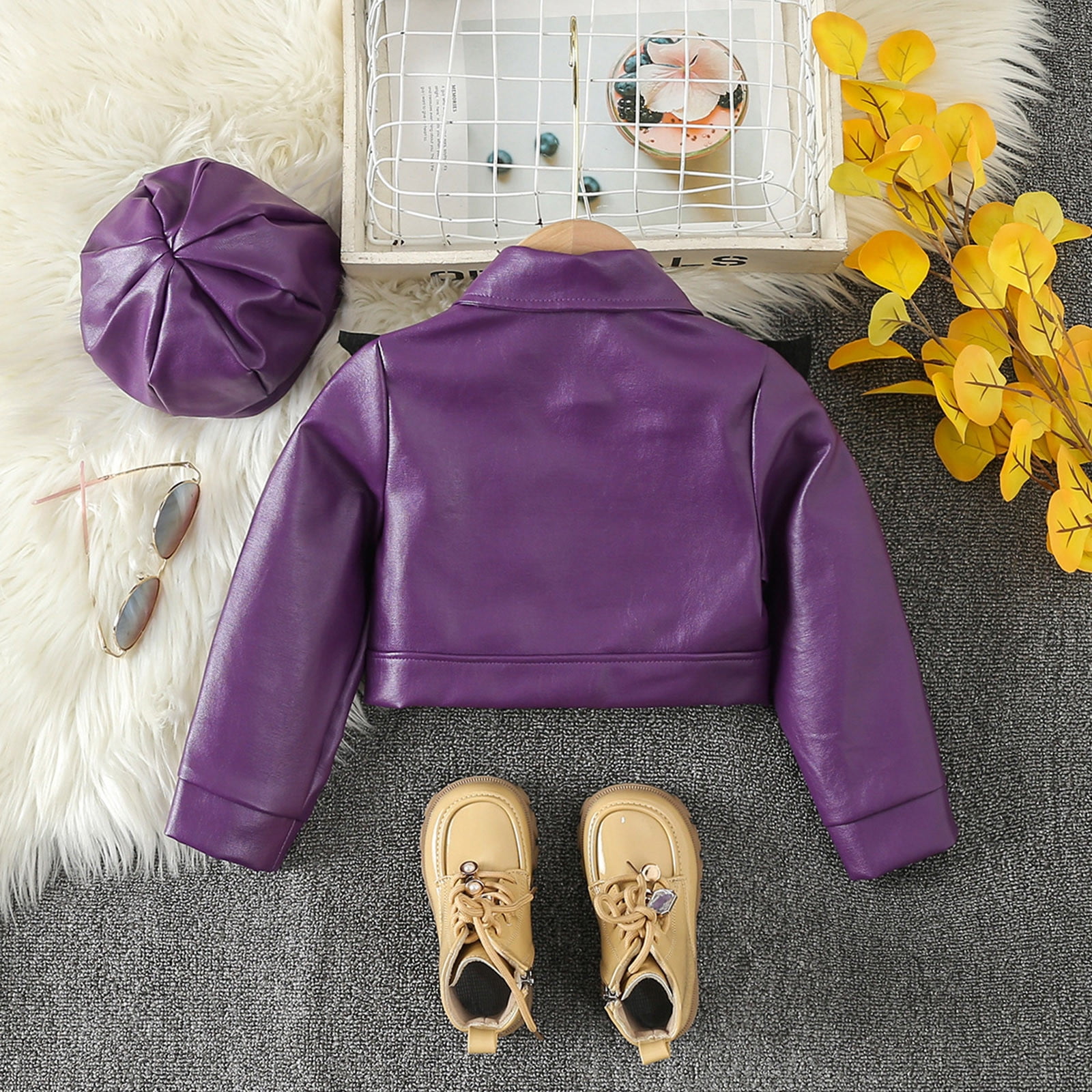 GUCCI キッズ　牛革レザー ジャケット 女児　パープル　110cm kids 777f5dd1-db56-499d-ba6b-