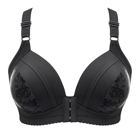 Clearance DondPO Bras for Women Ring Thin Women Bra Front Button Breathable Gathers Underwear Comfort Bra Plus Size Bras for Women Comfortable Sports Bras for Women Black 40