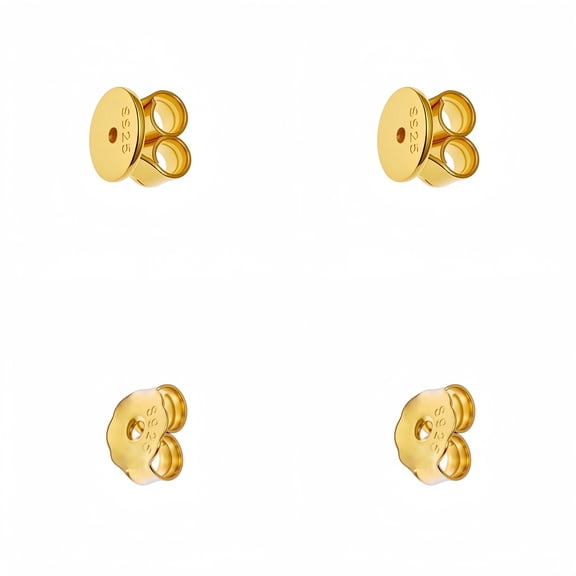 14K Gold Plated 925 Silver Hypoallergenic Earring Backs Replacement 2 Pairs