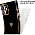 thumbnail image 5 of Compatible with iPhone 12 Case  Cute Plating Gold Luxury Love Heart Phone Case for Women Girls Shockproof Raised Full Camera Lens Protection Bumper Cover for iPhone 12, Black, 5 of 14