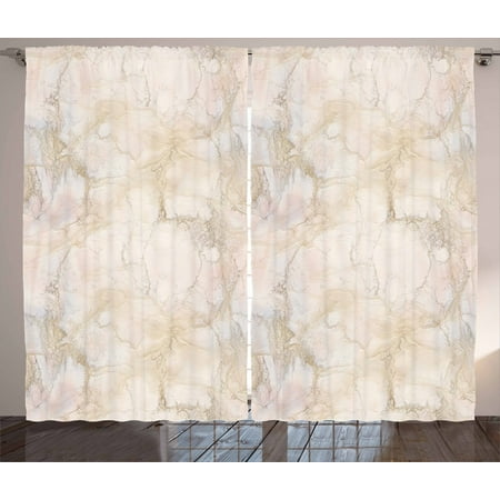 Marble Curtains 2 Panels Set Pink And Peach Marble Background With Crack Patterns Architecture Building Material Window Drapes For Living Room