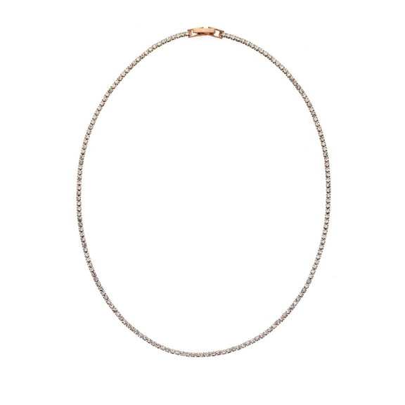 X & O Rose Gold Plated Crystal Single Row Necklace