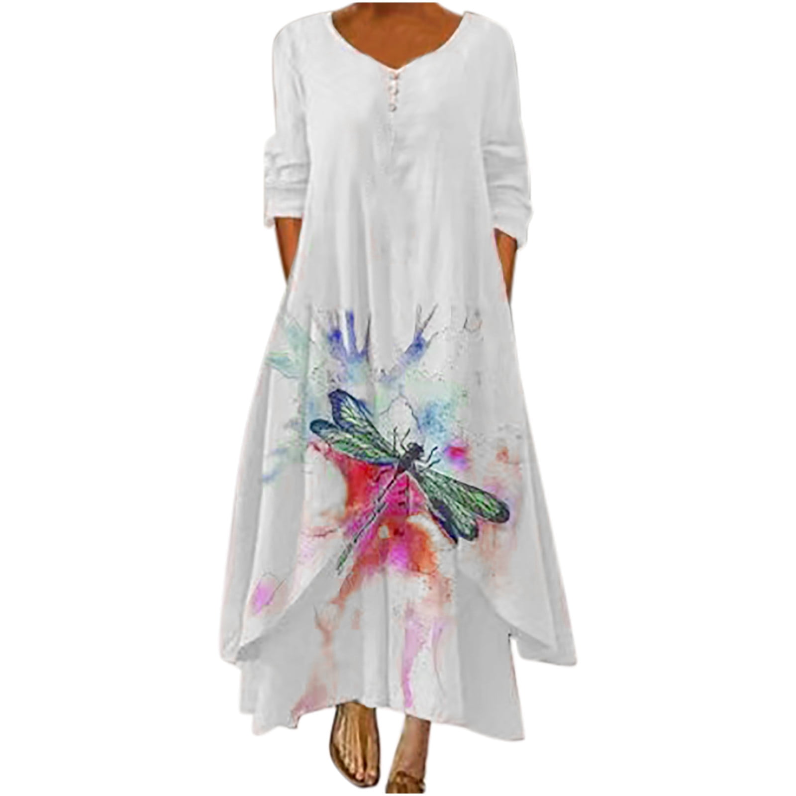 Marque Floryday Floryday Robes Ete Robe Longue Col V Femme Robe D