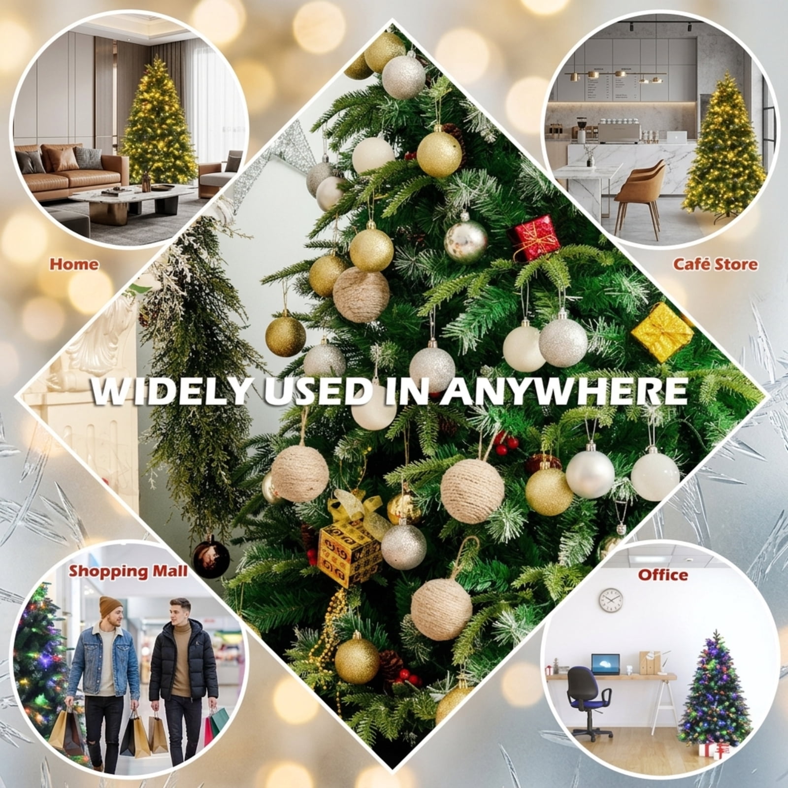 RUIE, 5 ft, Artificial Christmas Tree, with 250 LED Lights, 581 Branch Tips, Green Holiday Xmas Tree for Indoor Home Office Decoration