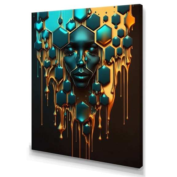 Designart Hexagon Art With Woman Face II Canvas Wall Art