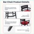 thumbnail image 6 of Patio Bar Set 5-Piece Modern Squircle Table 4 Swivel Chairs Sunbrella Cushions | Ember Black Frame | Greek White Marble-Inspired Sintered Stone, 6 of 12