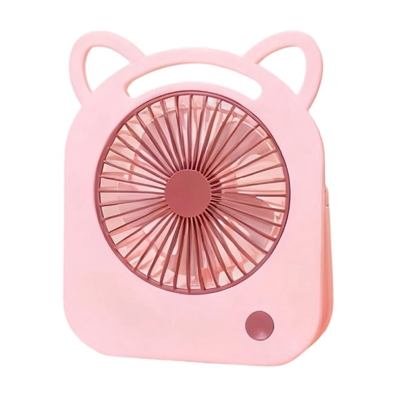 Cute Cat Ears USB Rechargeable Fan - Adjustable Angle Desktop and Handheld Electric Fan with Low Noise Operation for Home, Office, and Dorm Use, Compact Size, Lightweight Plastic,Pink