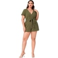 thumbnail image 4 of ORUYROP Women's Asymmetrical Solid Overlap Bodycon Workwear Skirt, 4 of 7