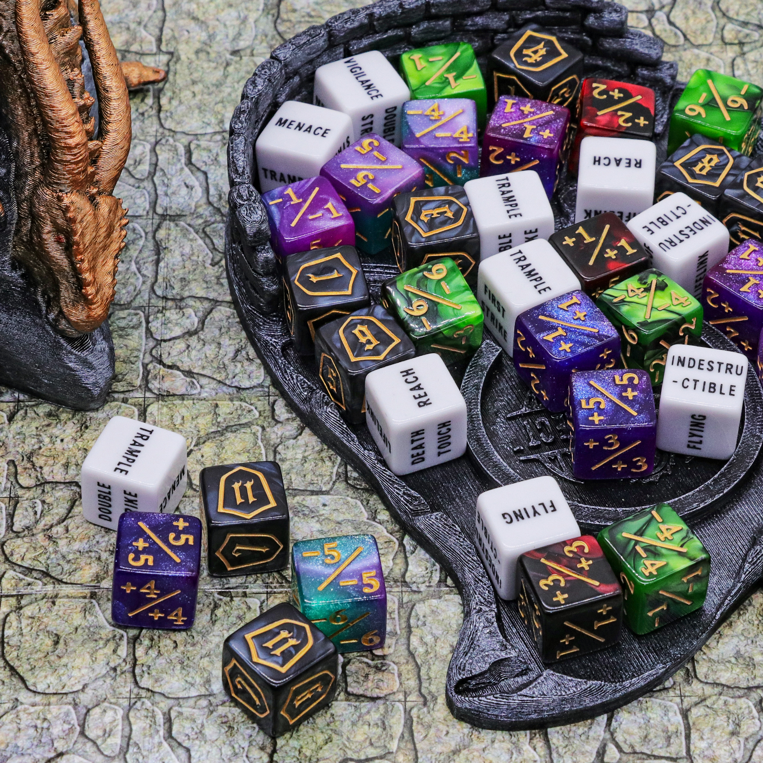 SWAJUJA MTG Keywords Counters and Life Counter Dice Set 6-Sided 65-Piece