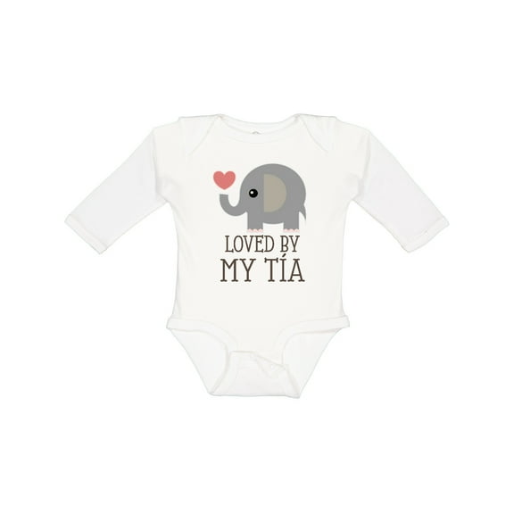 Inktastic Tia Loves Me Baby Elephant Boys or Girls Long Sleeve Baby Bodysuit