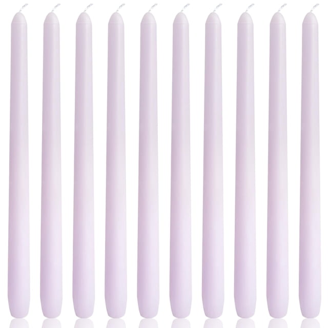 Candle Yiflyer 10 x 25 cm, color morado pálido, sin perfume, paquete de 10