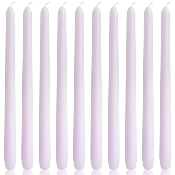 Candle Yiflyer 10 x 25 cm, color morado pálido, sin perfume, paquete de 10