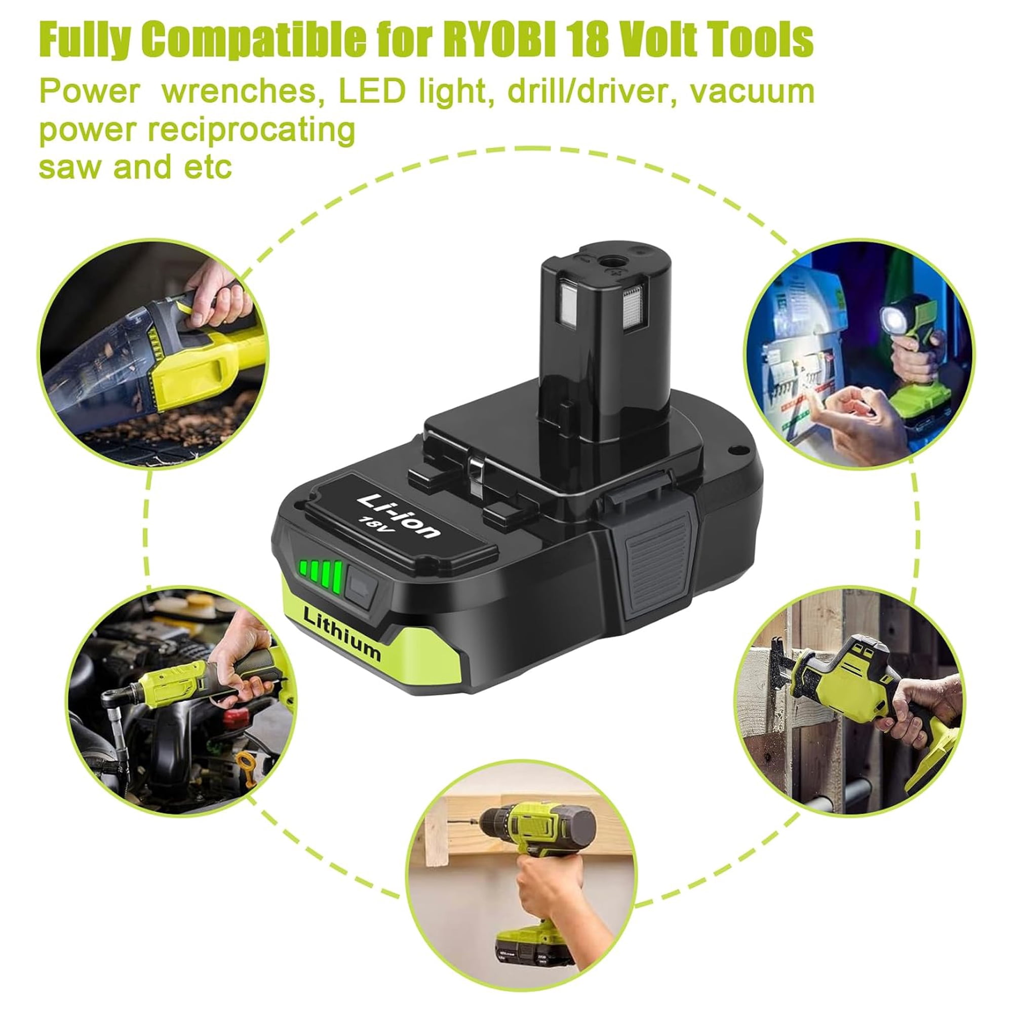 2Packs P103 18V 3.5Ah Battery Compatible with Ryobi 18V ONE+ Battery P102 P103 P104 P105 P107 P108 P109 P122 Cordless Tool