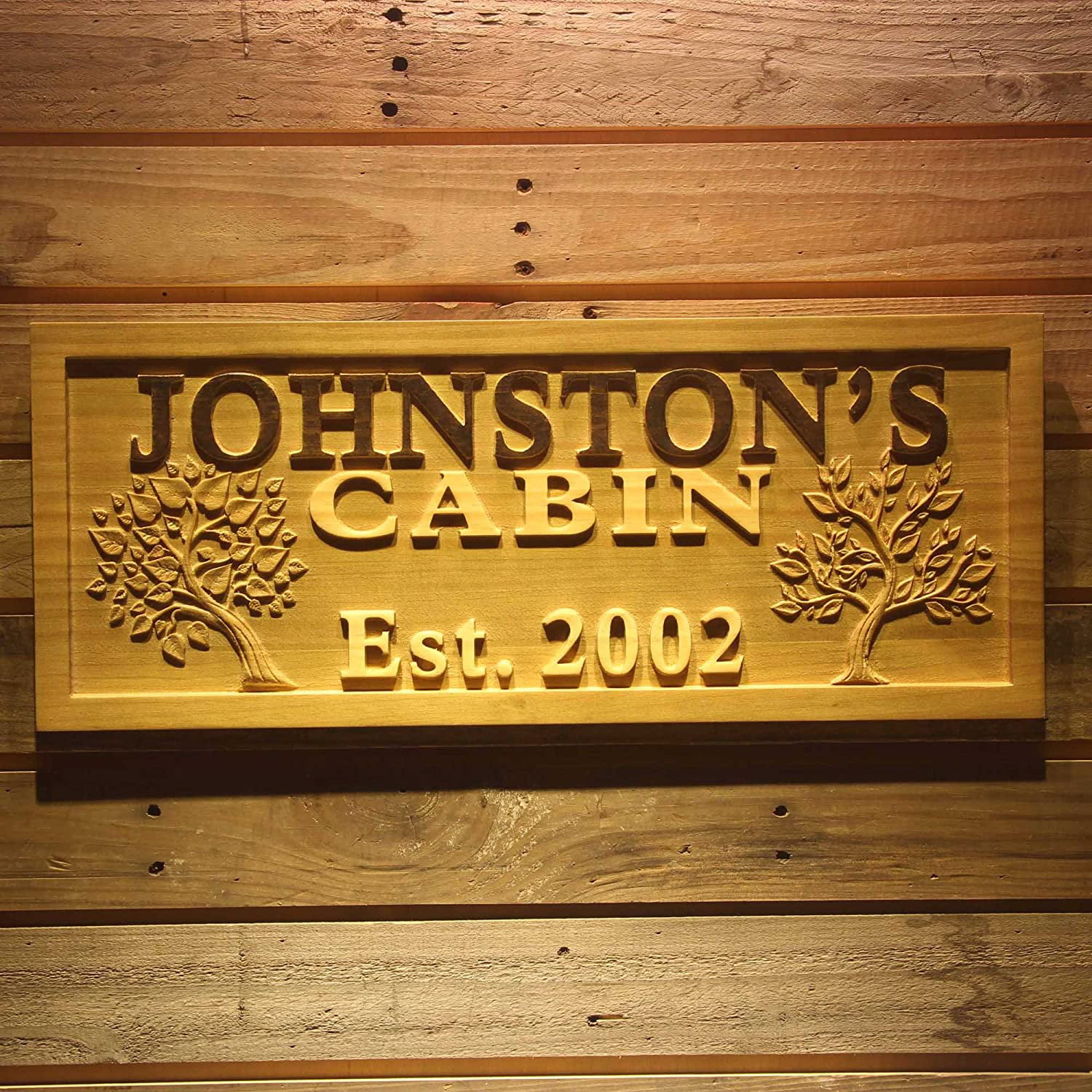wpa0101 Name Personalized Cabin Big Tree Established Date Wood 