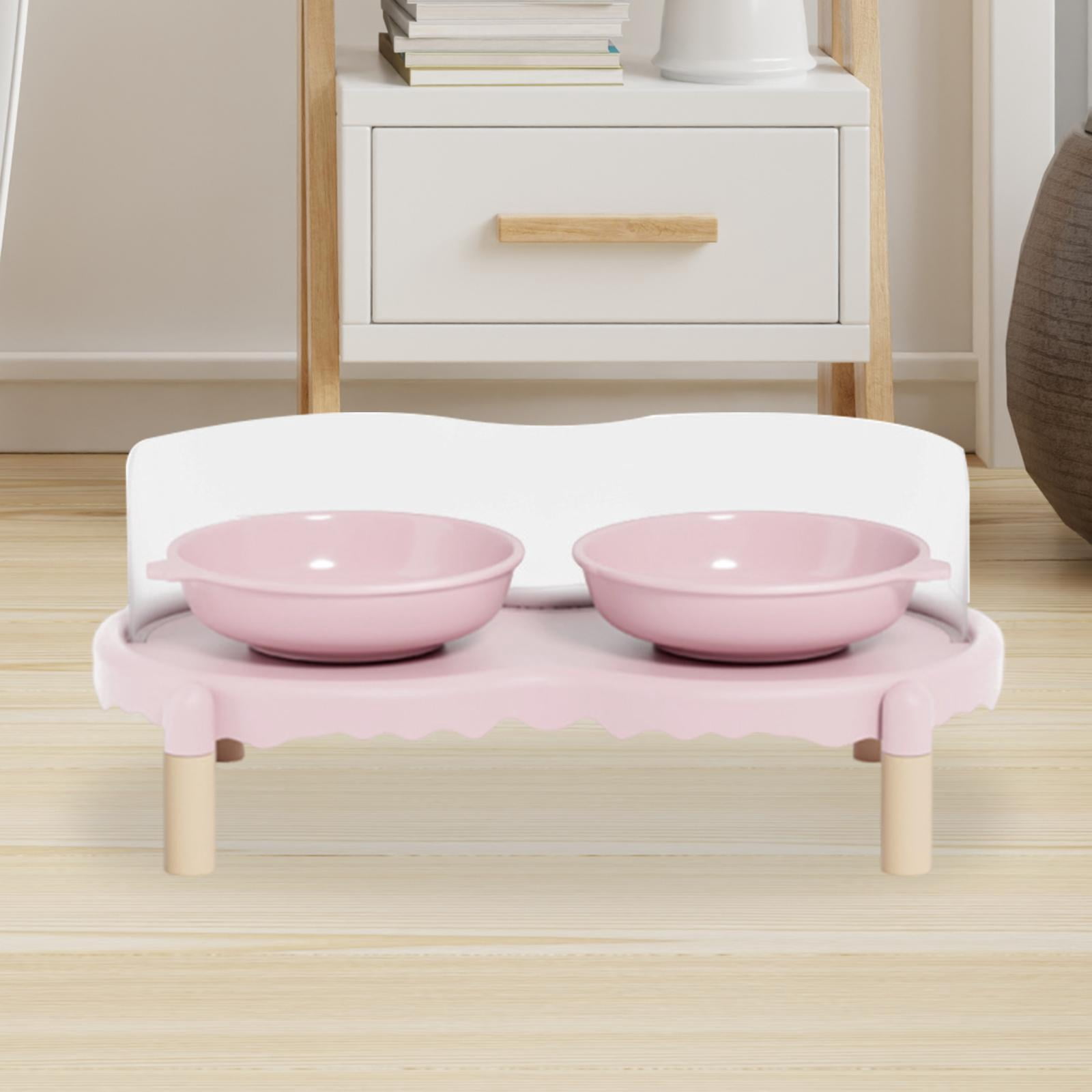 CarpNettore Ceramic Elevated Cat Bowls with Non Slip Stand Raised Feeding Station Raised Cat Pink