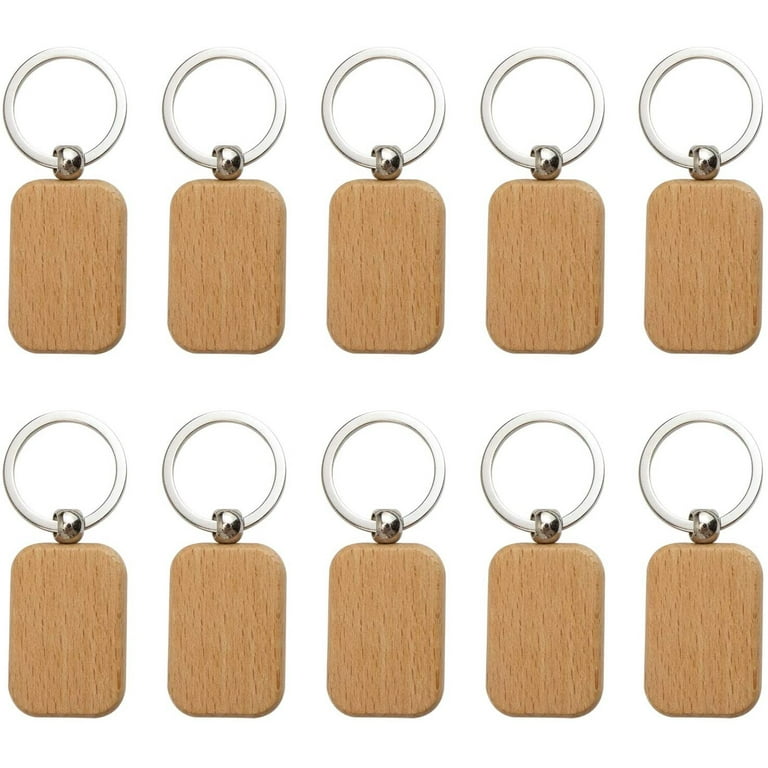 Blank Rectangle Shaped Wooden Keychain Set Of 120 Unfinished Wood Chip For  Key Rings Hemp Rope Diy Keychain Supply For Hnadmade Crafts