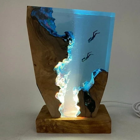 

CHNGYCX Hot USB Charge Seabed World Organism Resin Table Light Creative Art Decoration Lamp for Diving Cave ExplorationTheme Night
