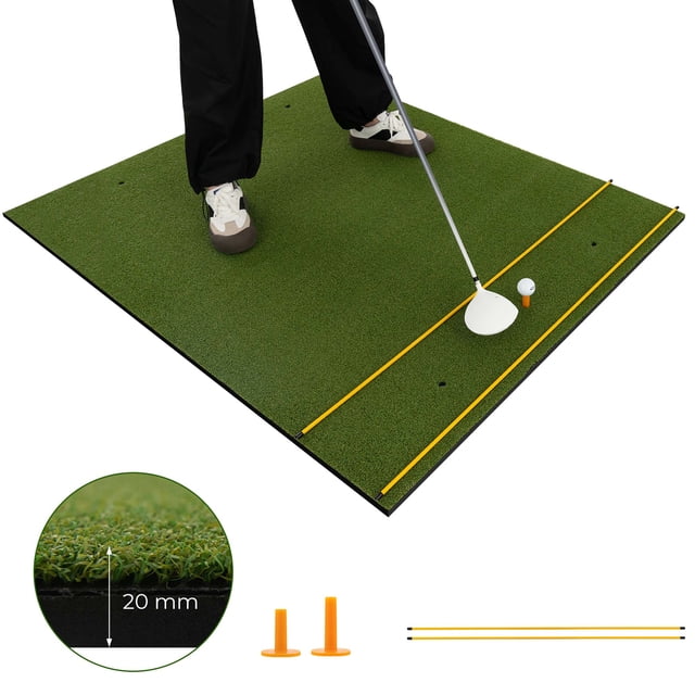 Costway Tapete de golf de 1,5 x 1,2 m, césped artificial para entrenamiento de golf, 20 mm