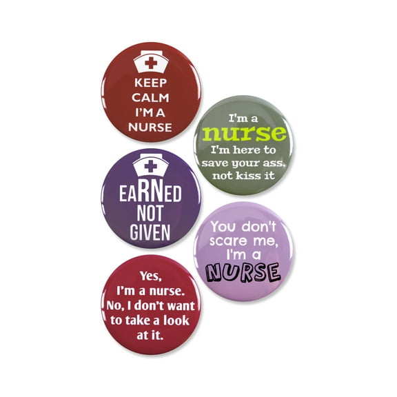 5 Pack - Nursing Pride Pinback Button Badges - 2.25 Inch