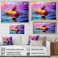 thumbnail image 4 of Designart "Duck in Yellow on a Purple Lake" Animals Framed Wall Art Decor - Modern Farmhouse Yellow Duck Bedroom Framed Canvas Wall Art, 4 of 6