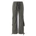 thumbnail image 5 of Gibobby Pantalones tipo cargo para mujer 2023 Pantalones cargo Mujer Ropa holgada de ajuste relajado Pantalones negros Cintura alta Cremallera Cintura delgada(Gris,CH), 5 of 5