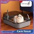 thumbnail image 3 of Semi-Enclosed Cat Litter Box Splashproof Kitten Toilet Tray Pet Cleaning Basin with High Sides for Indoor Use, 3 of 9