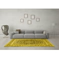thumbnail image 3 of Ahgly Company Machine Washable Indoor Square Medallion Yellow Traditional Area Rugs, 8' Square, 3 of 4