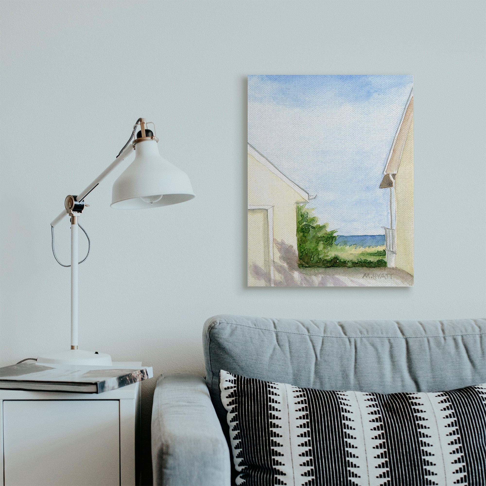 Stupell Industries Ocean Cliffside In-Between Beach Cottage Architecture Canvas Wall Art, 24 x 30, Design by Melissa Hyatt LLC