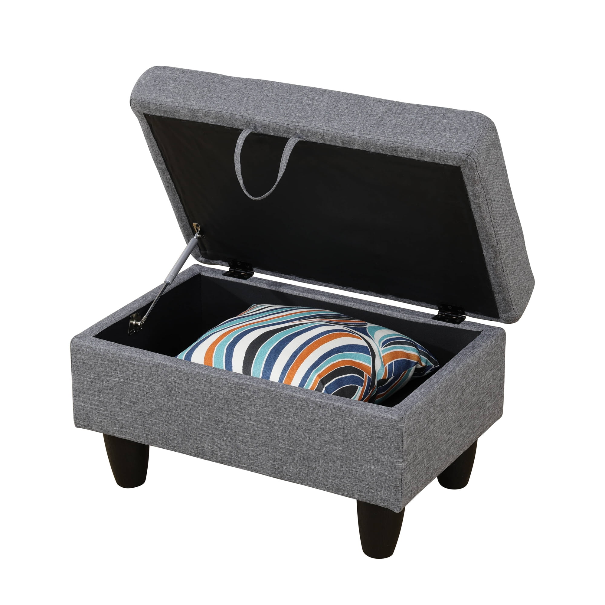 Aukfa 29" Storage Ottoman Bench for Sectional Sofa Set, Lift Top, Linen, Gray