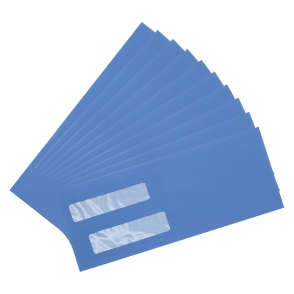 Uxcell 10 Pcs Double Window Envelopes, Business Security Seal Envelopes Tax Self Adhesive Envelope, Great for Check, Tax, Invoice, Documents (Light Blue, 4 1/8 Inch x 9 1/2 Inch)