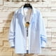 thumbnail image 2 of Camisa casual Pompotops manga larga con bolsillo a rayas de otoño para hombre, 2 of 4