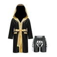 thumbnail image 1 of Fldy Tenues de Boxe pour Garçons, Ensemble Robe à Capuche en Satin Métallique et Shorts, Robe de Fête Déguisement B1 8, 1 of 5