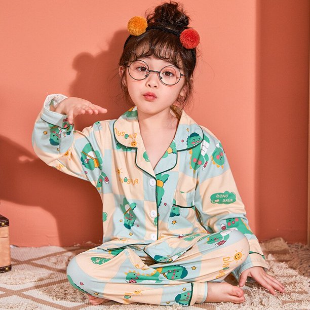 Pijamas de animación de Disney para niños, traje de manga larga de primavera y otoño, ropa de casa de princesa de mediana edad y niño grande Set130-140cm zhangmengya CONDUJO